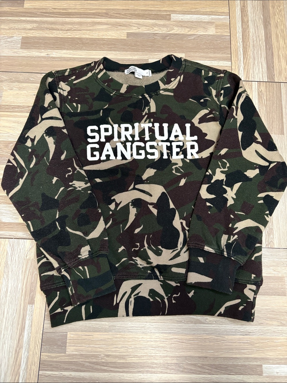 Spiritual Gangster Camouflage Crewneck Sweatshirt - Green Camo